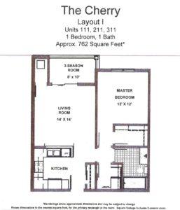 floor plan layout of The Cherry apartment unit